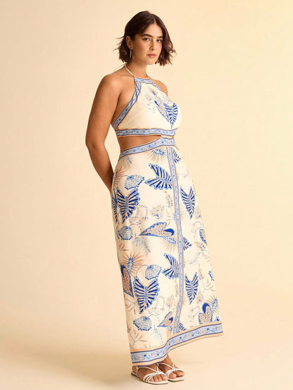 St. Barth Escape Halter Maxi Dress