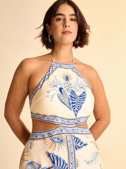 St. Barth Escape Halter Maxi Dress
