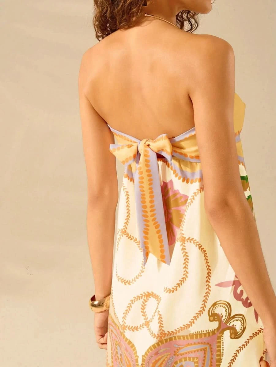 Capri Strapless Tropical Print Maxi Dress - Satin Whisper