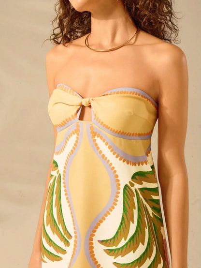 Capri Strapless Tropical Print Maxi Dress - Satin Whisper