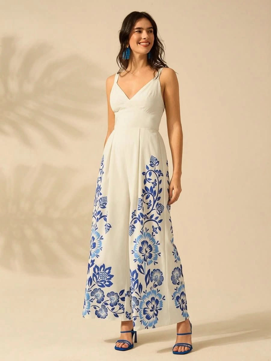 Côte d’Azur Wide - Leg Jumpsuit - Satin Whisper