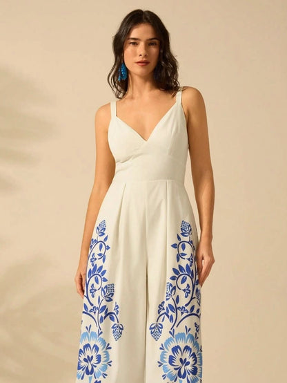 Côte d’Azur Wide - Leg Jumpsuit - Satin Whisper