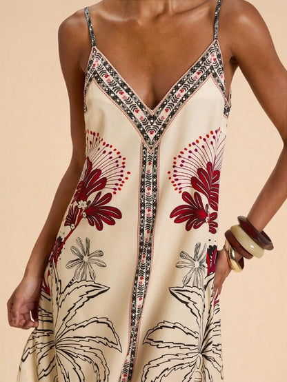 Ibiza Boho Spaghetti Strap Dress - Satin Whisper