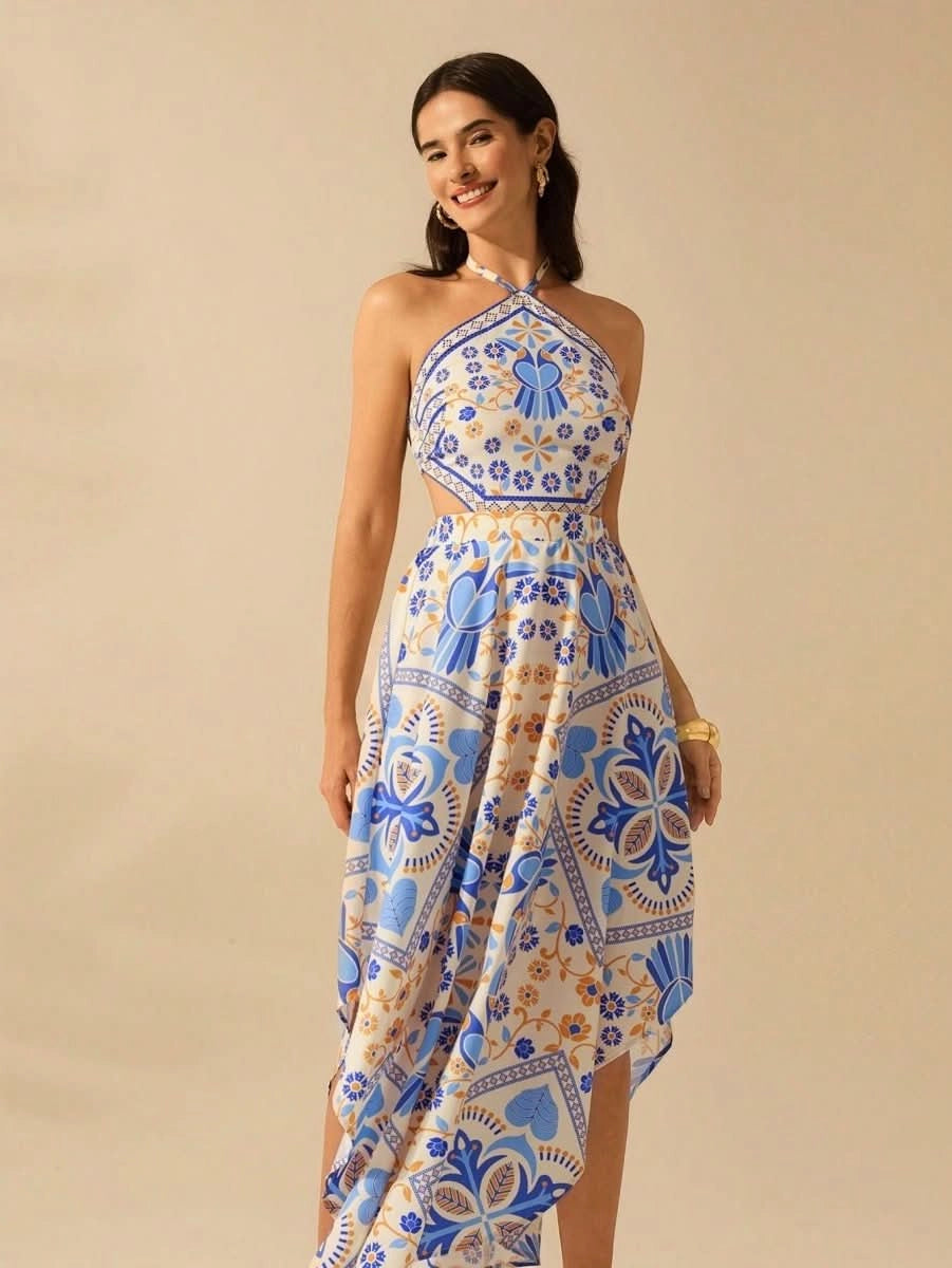 Lisbon Breeze Halter Dress - Satin Whisper