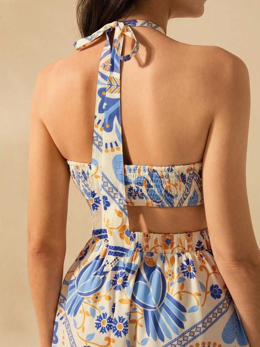 Lisbon Breeze Halter Dress - Satin Whisper