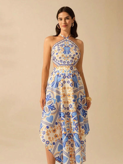Lisbon Breeze Halter Dress - Satin Whisper