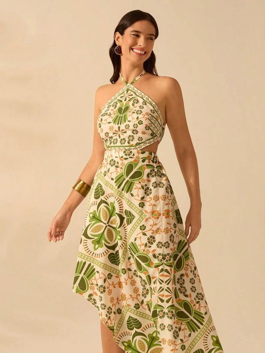 Lisbon Breeze Halter Dress - Satin Whisper