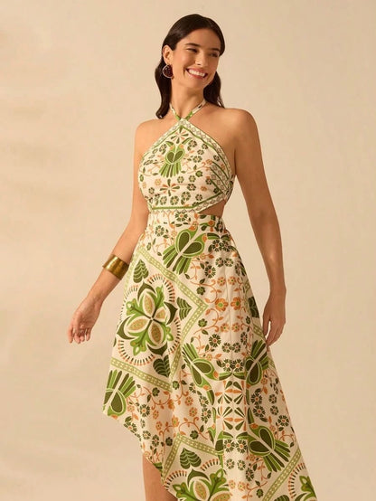 Lisbon Breeze Halter Dress - Satin Whisper