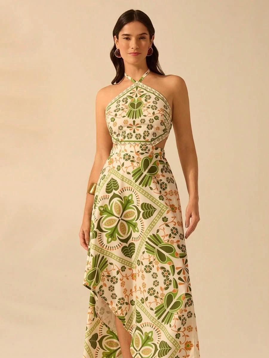 Lisbon Breeze Halter Dress - Satin Whisper
