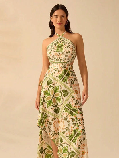 Lisbon Breeze Halter Dress - Satin Whisper