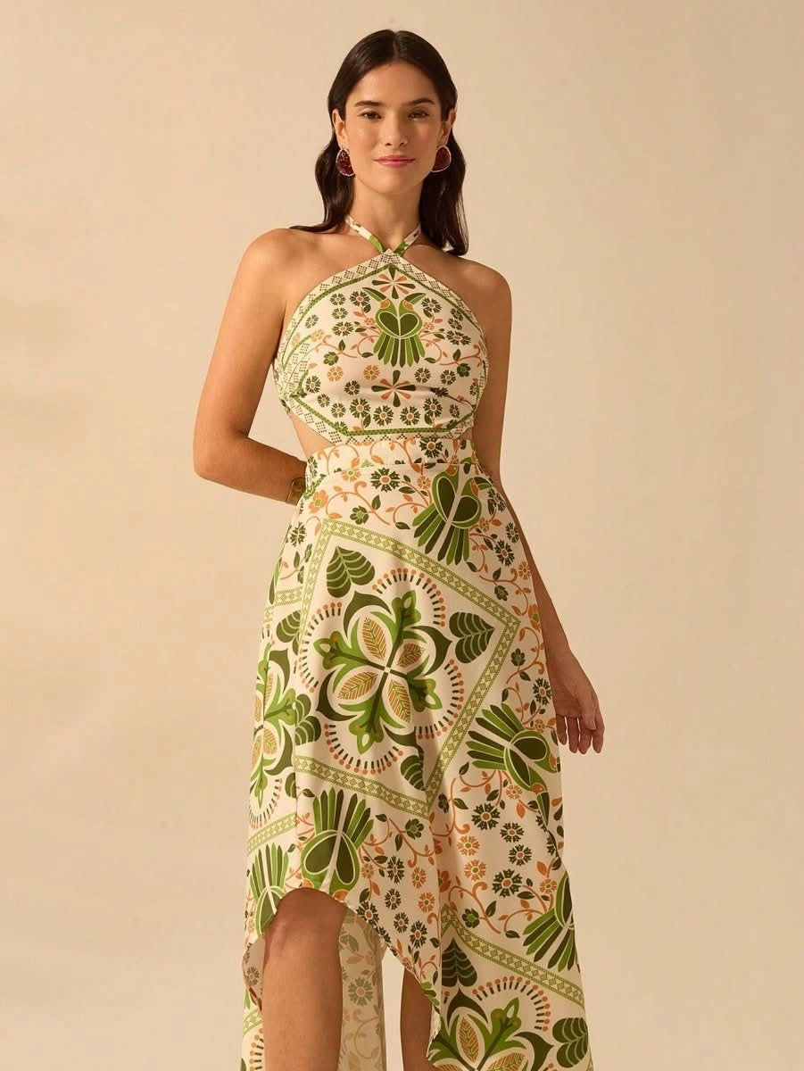 Lisbon Breeze Halter Dress - Satin Whisper