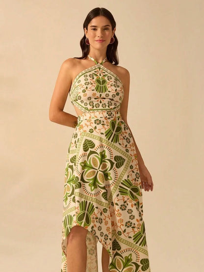 Lisbon Breeze Halter Dress - Satin Whisper
