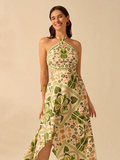 Lisbon Breeze Halter Dress - Satin Whisper