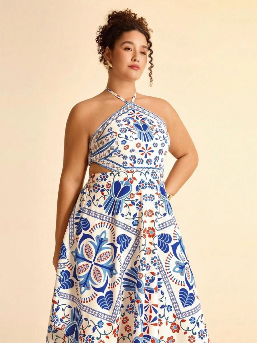 Lisbon Breeze Halter Dress - Satin Whisper