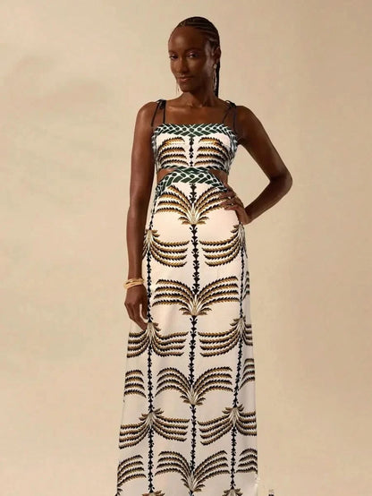 Maldives Cut - Out Palm Dress - Satin Whisper