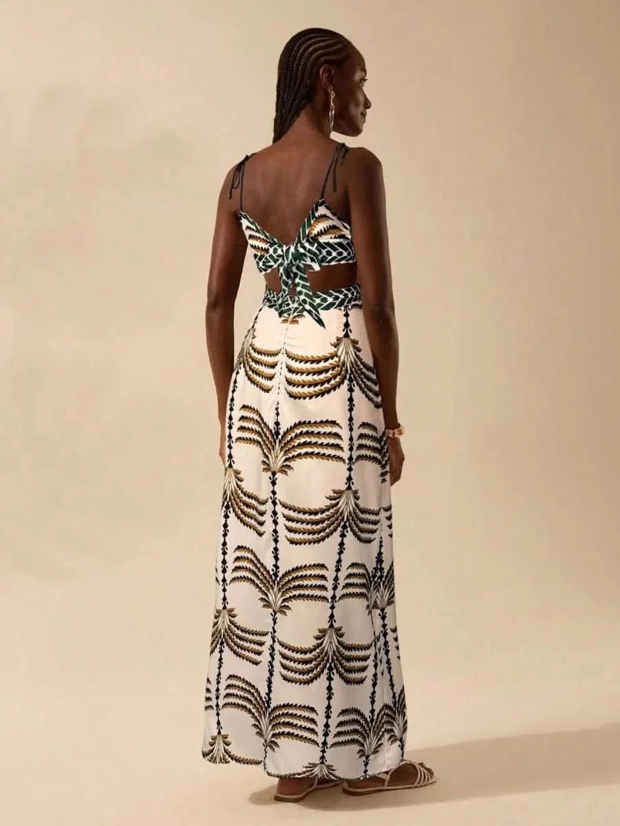 Maldives Cut - Out Palm Dress - Satin Whisper