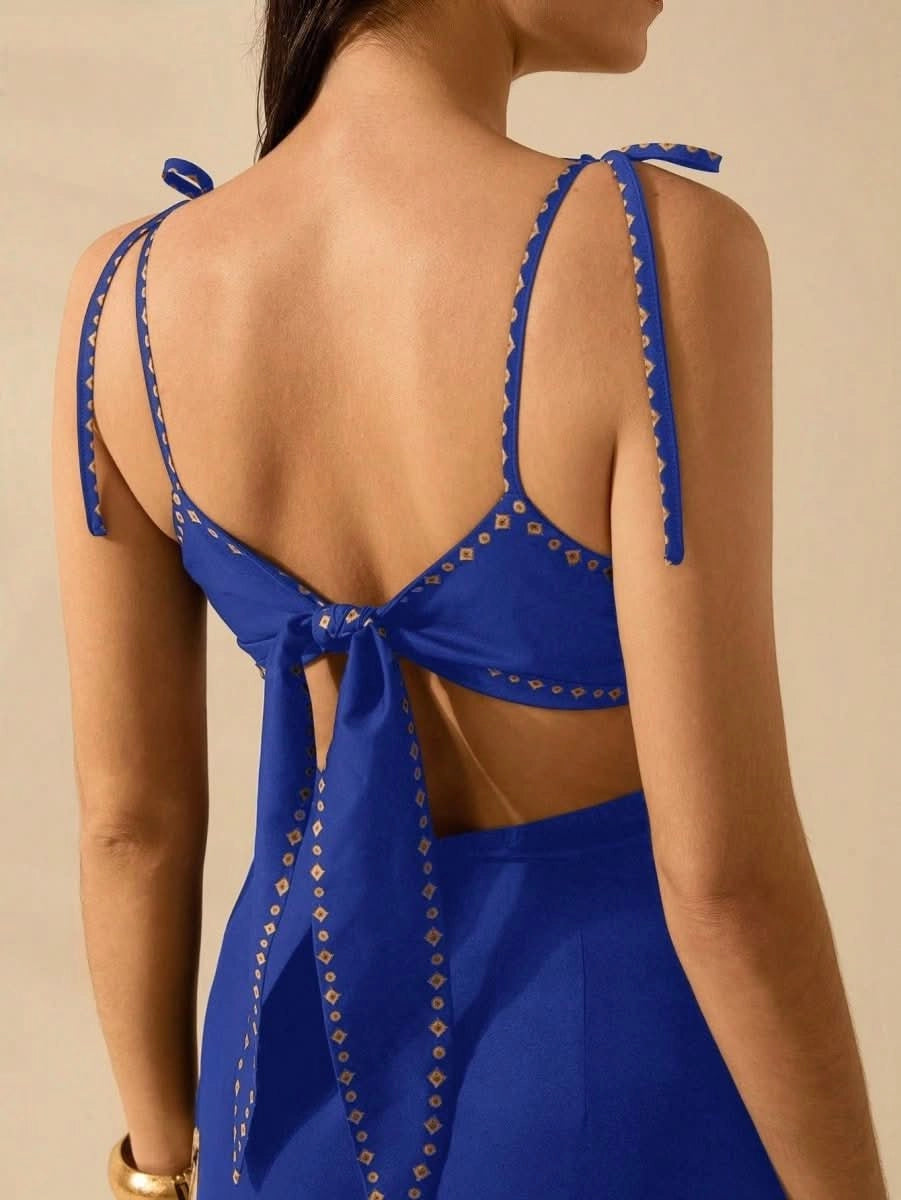 Zanzibar Sunset Dress with Waist Cut - Out - Satin Whisper
