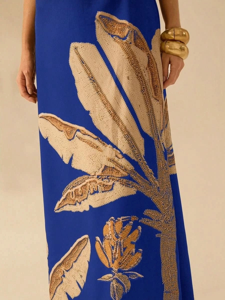 Zanzibar Sunset Dress with Waist Cut - Out - Satin Whisper