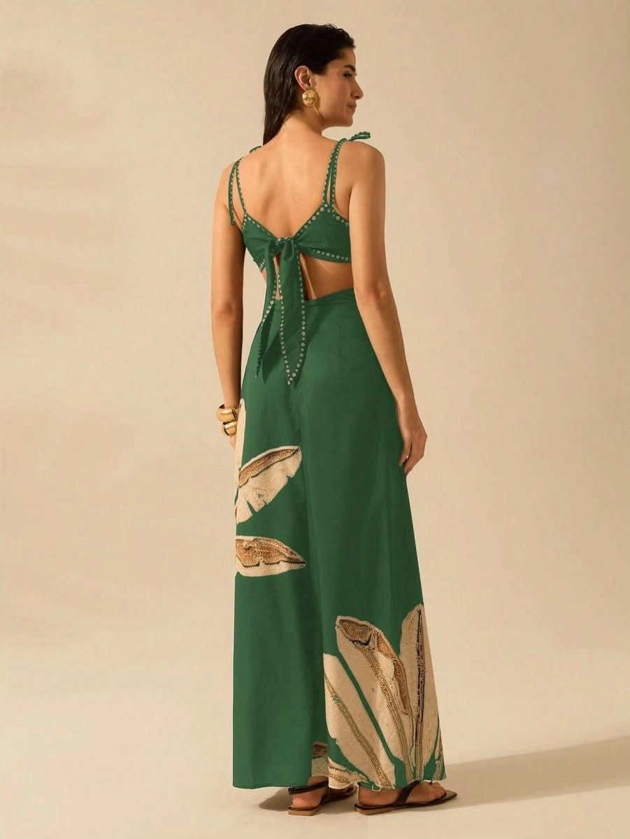 Zanzibar Sunset Dress with Waist Cut - Out - Satin Whisper