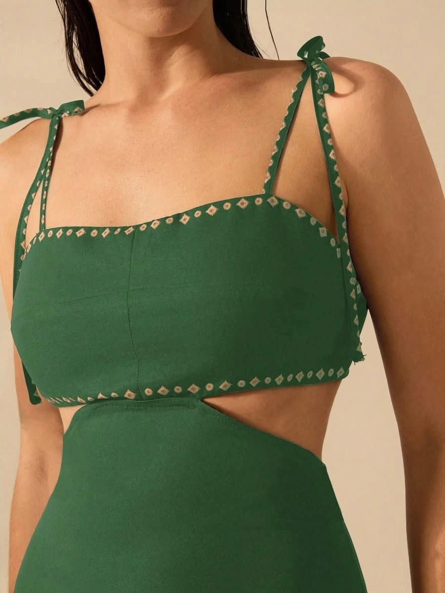 Zanzibar Sunset Dress with Waist Cut - Out - Satin Whisper