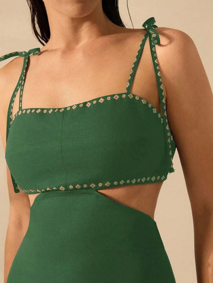 Zanzibar Sunset Dress with Waist Cut - Out - Satin Whisper
