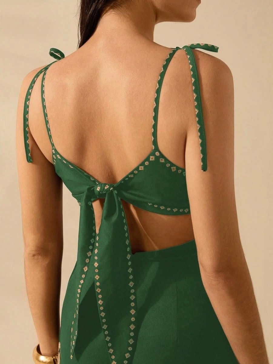 Zanzibar Sunset Dress with Waist Cut - Out - Satin Whisper