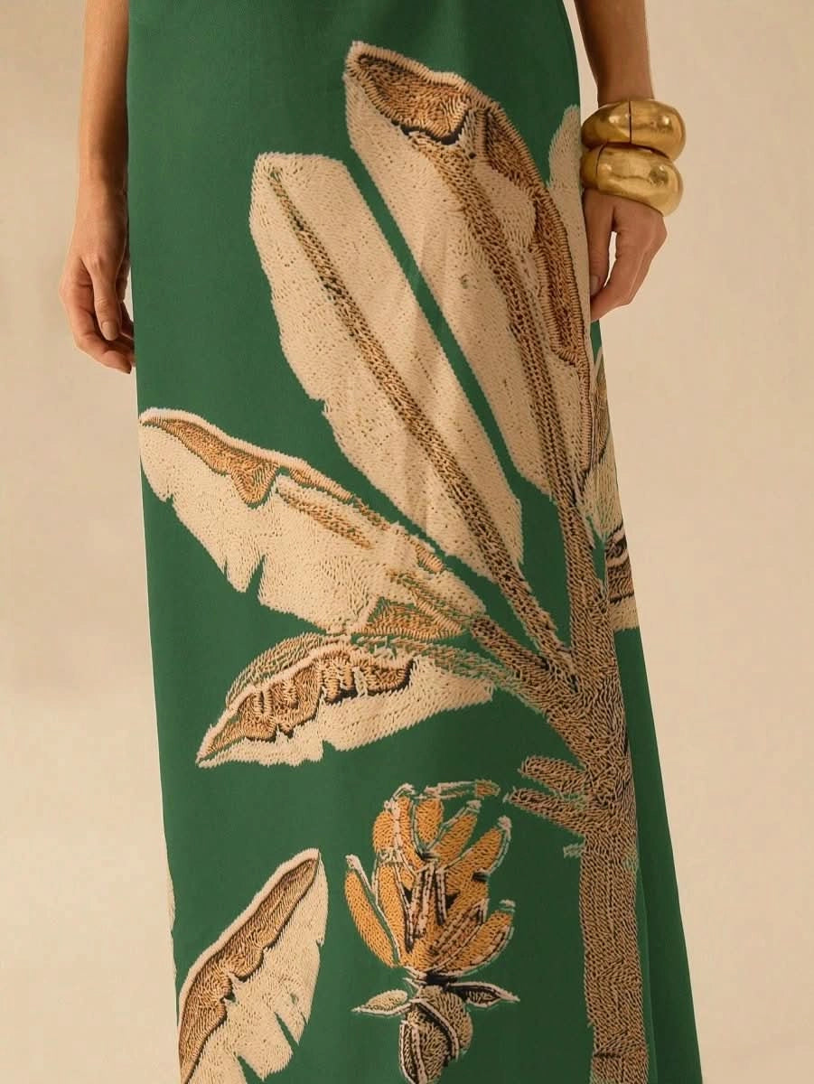 Zanzibar Sunset Dress with Waist Cut - Out - Satin Whisper